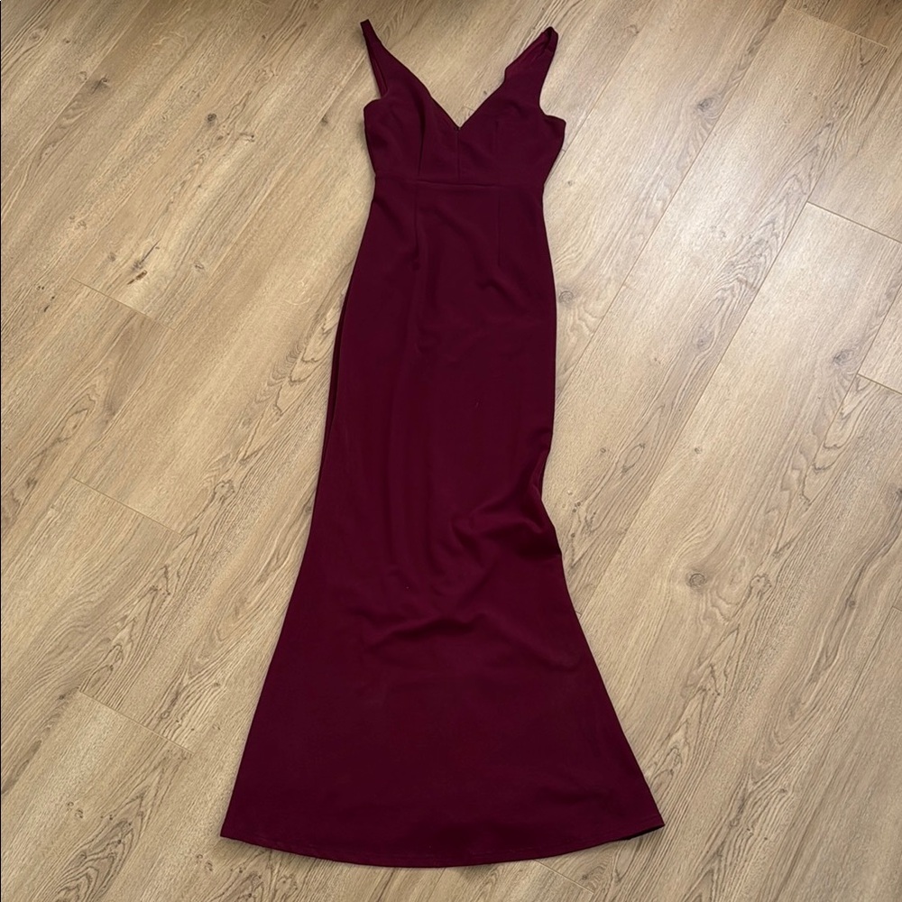 Lulu’s Mermaid Elegant Burgundy Evening Gown